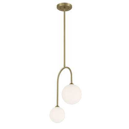Savoy House Chester 2 Lt Pendant, White Opal, Noble Brass