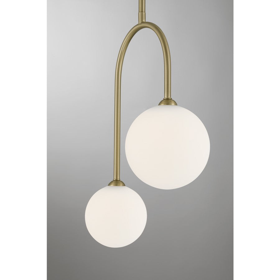 Savoy House Chester 2 Lt Pendant, White Opal, Noble Brass