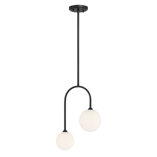 Savoy House Chester 2 Lt Pendant, White Opal, Matte Black