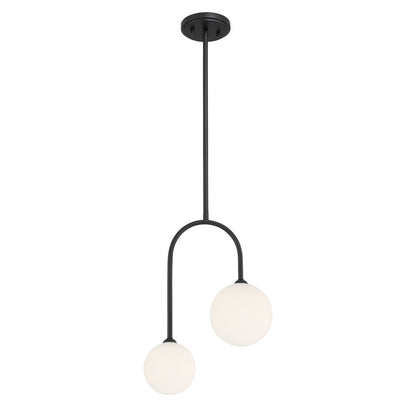 Savoy House Chester 2 Lt Pendant, White Opal, Matte Black