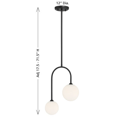 Savoy House Chester 2 Lt Pendant, White Opal, Matte Black