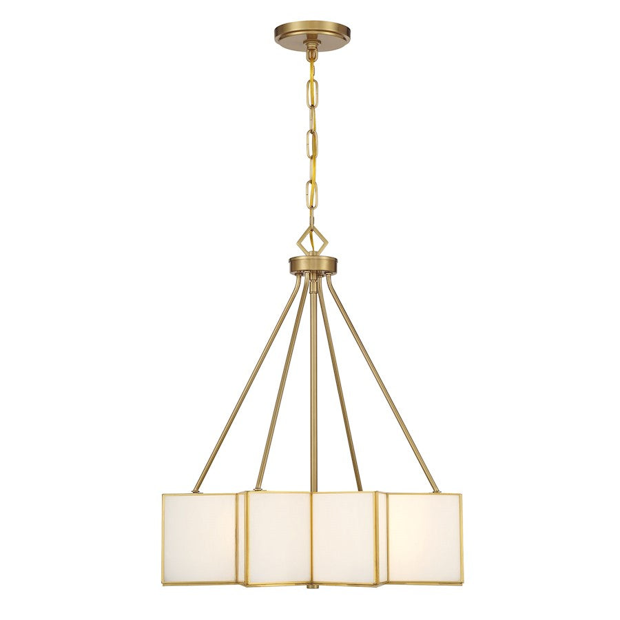 Savoy House Reiling 3 Light Pendant, Warm Brass/White - 7-5988-3-322