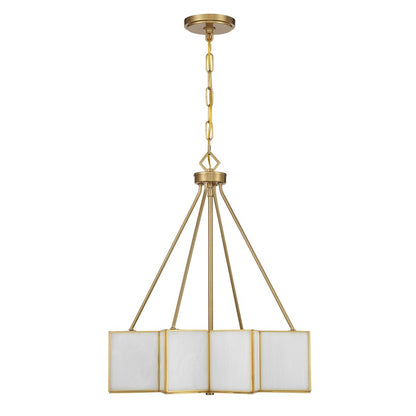 Savoy House Reiling 3 Light Pendant, Warm Brass/White