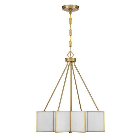 Savoy House Reiling 3 Light Pendant, Warm Brass/White
