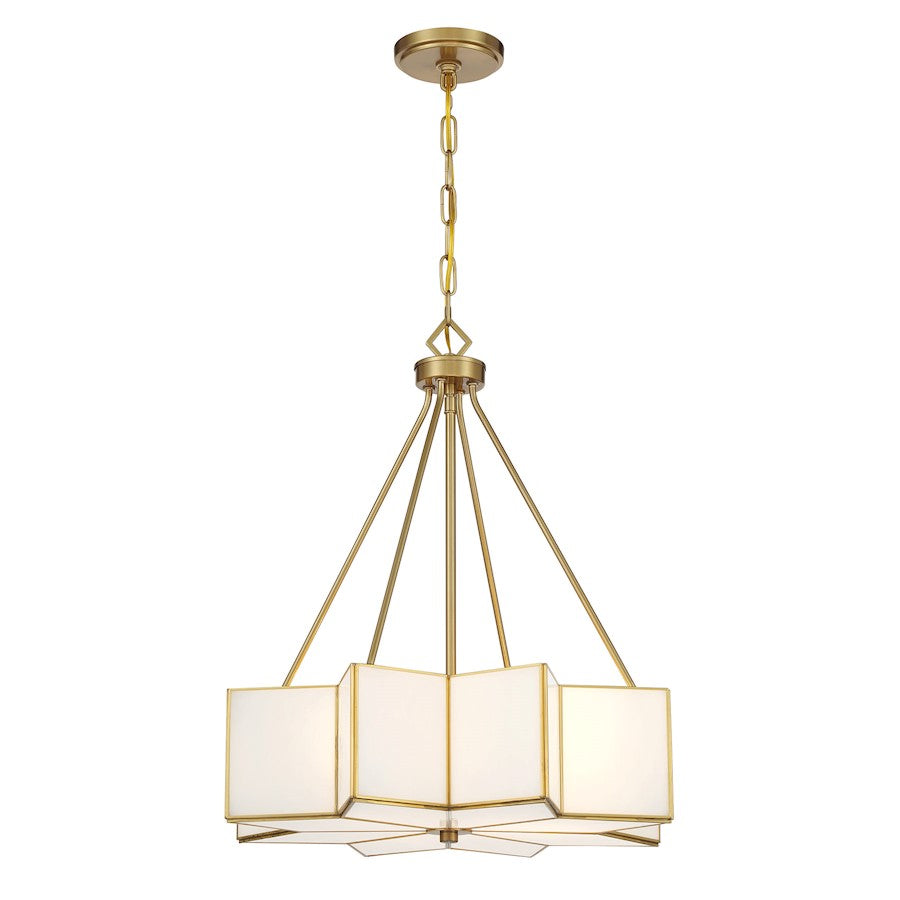 Savoy House Reiling 3 Light Pendant, Warm Brass/White