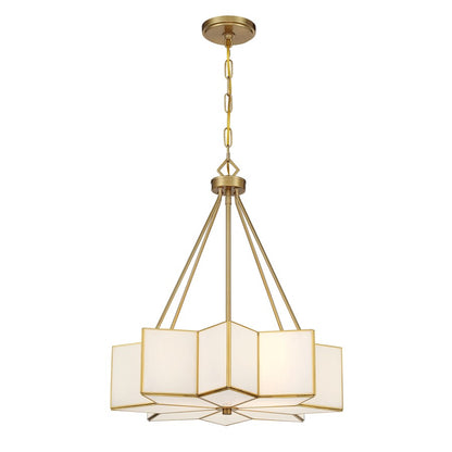 Savoy House Reiling 3 Light Pendant, Warm Brass/White
