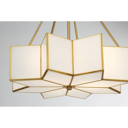 Savoy House Reiling 3 Light Pendant, Warm Brass/White