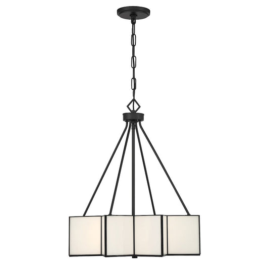 Savoy House Reiling 3 Light Pendant, Matte Black/White