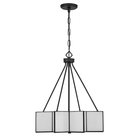 Savoy House Reiling 3 Light Pendant, Matte Black/White