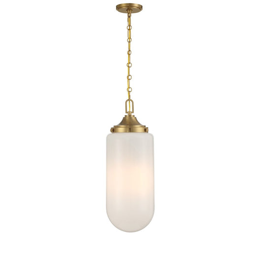 3 Light Pendant, Warm Brass/Strie
