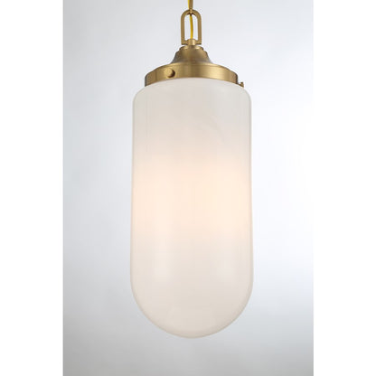 3 Light Pendant, Warm Brass/Strie