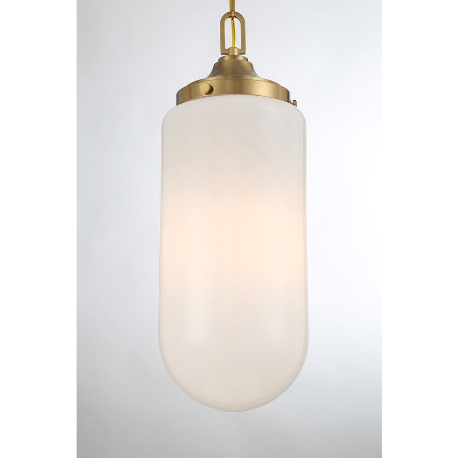 3 Light Pendant, Warm Brass/Strie