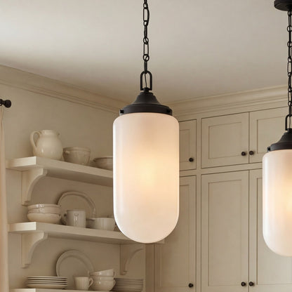 3 Light Pendant, Matte Black/Strie