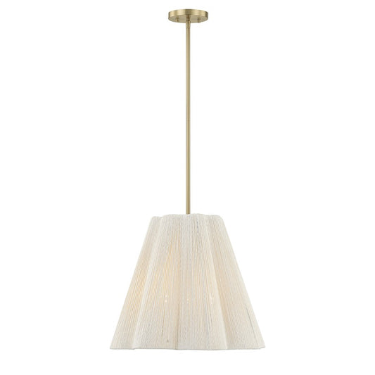 Savoy House Rosa 4Lt Pendant, White Cotton, Noble Brass