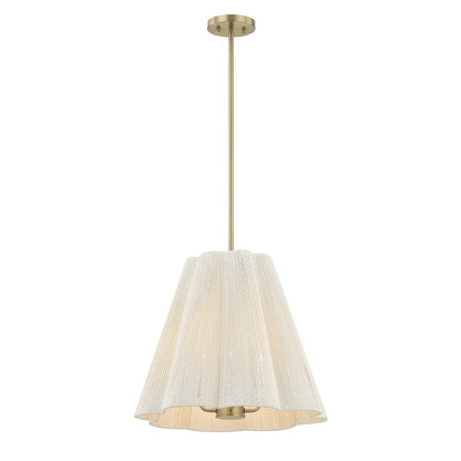 Savoy House Rosa 4Lt Pendant, White Cotton, Noble Brass