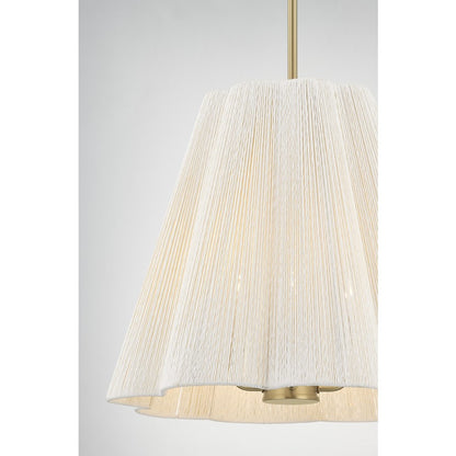 Savoy House Rosa 4Lt Pendant, White Cotton, Noble Brass