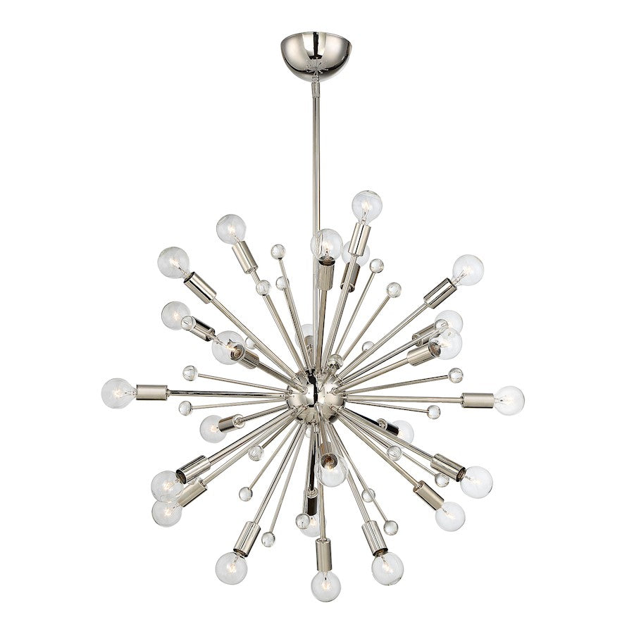 24-Light Chandelier, Polished Nickel