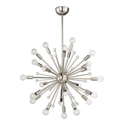 24-Light Chandelier, Polished Nickel