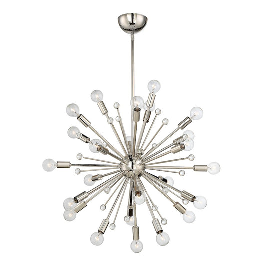 24-Light Chandelier, Polished Nickel