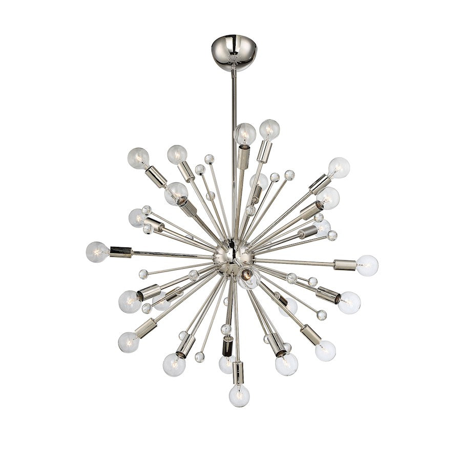 24-Light Chandelier, Polished Nickel