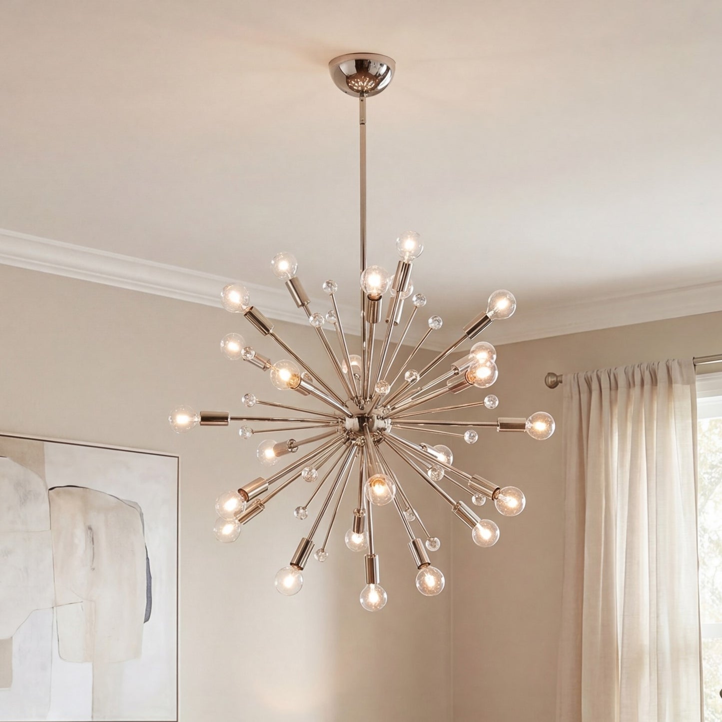 24-Light Chandelier, Polished Nickel