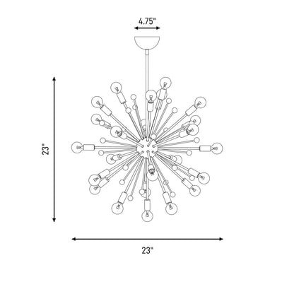 24-Light Chandelier, Polished Nickel