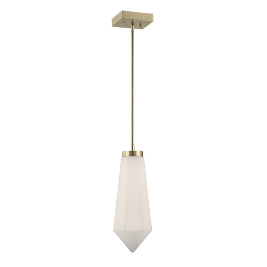 Savoy House Leland 1 Lt Mini-Pendant, White, Noble Brass