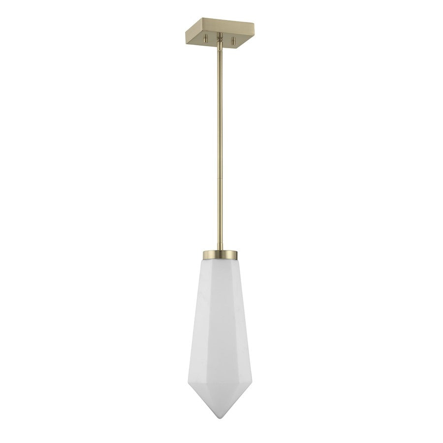 Savoy House Leland 1 Lt Mini-Pendant, White, Noble Brass