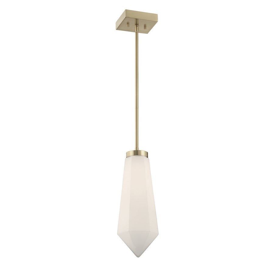 Savoy House Leland 1 Lt Mini-Pendant, White, Noble Brass