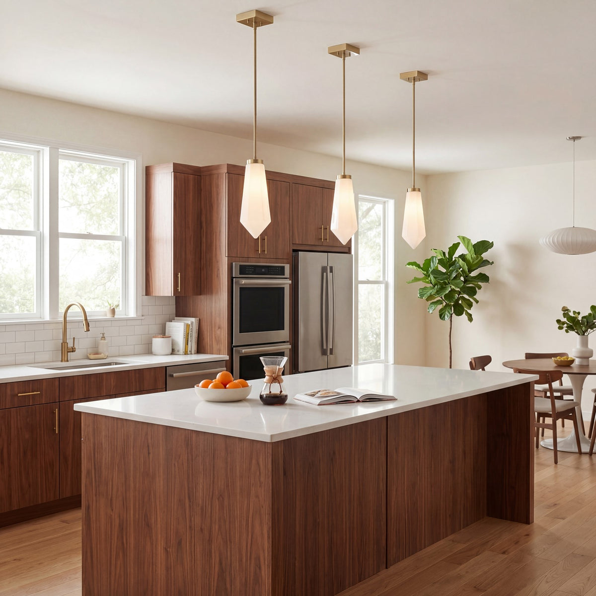 Savoy House Leland 1 Lt Mini-Pendant, White, Noble Brass