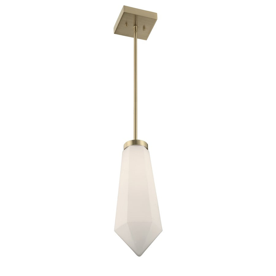 Savoy House Leland 1 Lt Mini-Pendant, White, Noble Brass