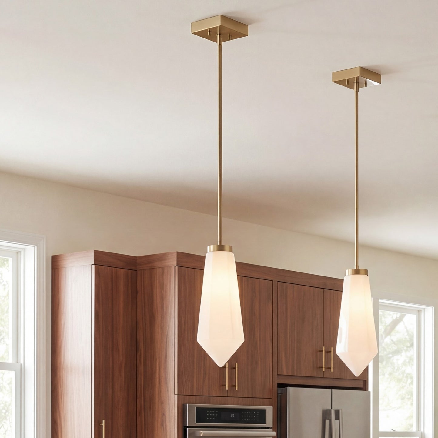 Savoy House Leland 1 Lt Mini-Pendant, White, Noble Brass