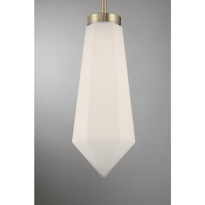 Savoy House Leland 1 Lt Mini-Pendant, White, Noble Brass