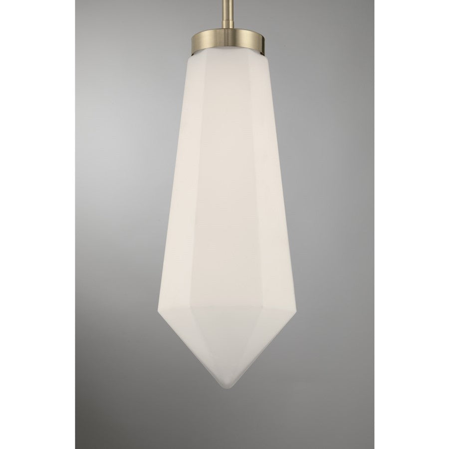 Savoy House Leland 1 Lt Mini-Pendant, White, Noble Brass