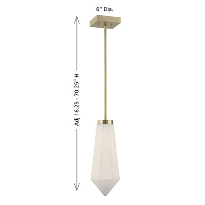 Savoy House Leland 1 Lt Mini-Pendant, White, Noble Brass