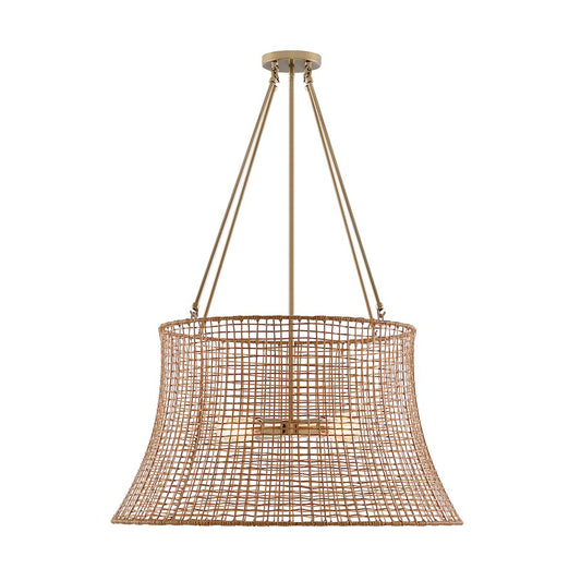 4 Light Outdoor Chandelier, Burnished Brass