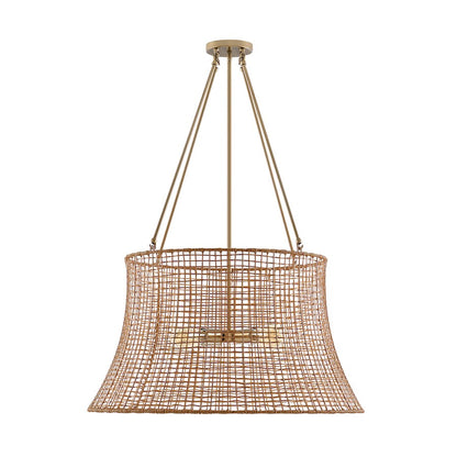 4 Light Outdoor Chandelier, Burnished Brass