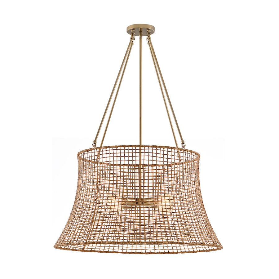 4 Light Outdoor Chandelier, Burnished Brass