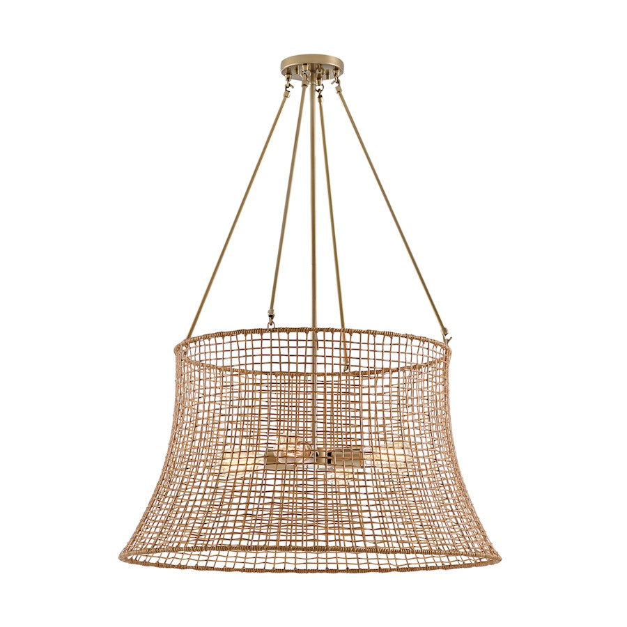 4 Light Outdoor Chandelier, Burnished Brass