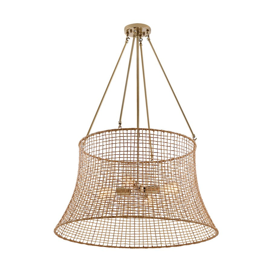 4 Light Outdoor Chandelier, Burnished Brass