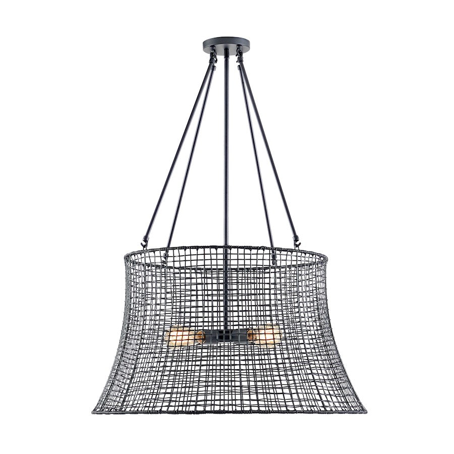 4-Light Outdoor Chandelier, Matte Black