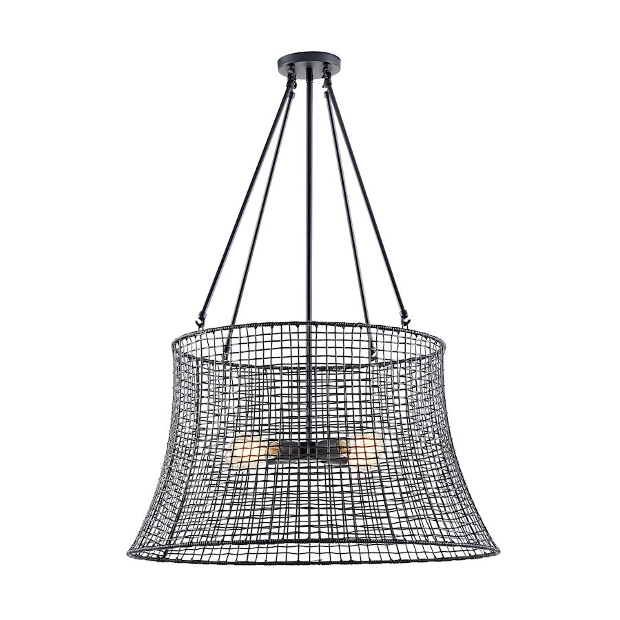 4-Light Outdoor Chandelier, Matte Black