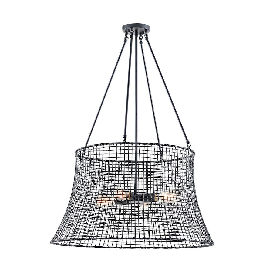 4-Light Outdoor Chandelier, Matte Black