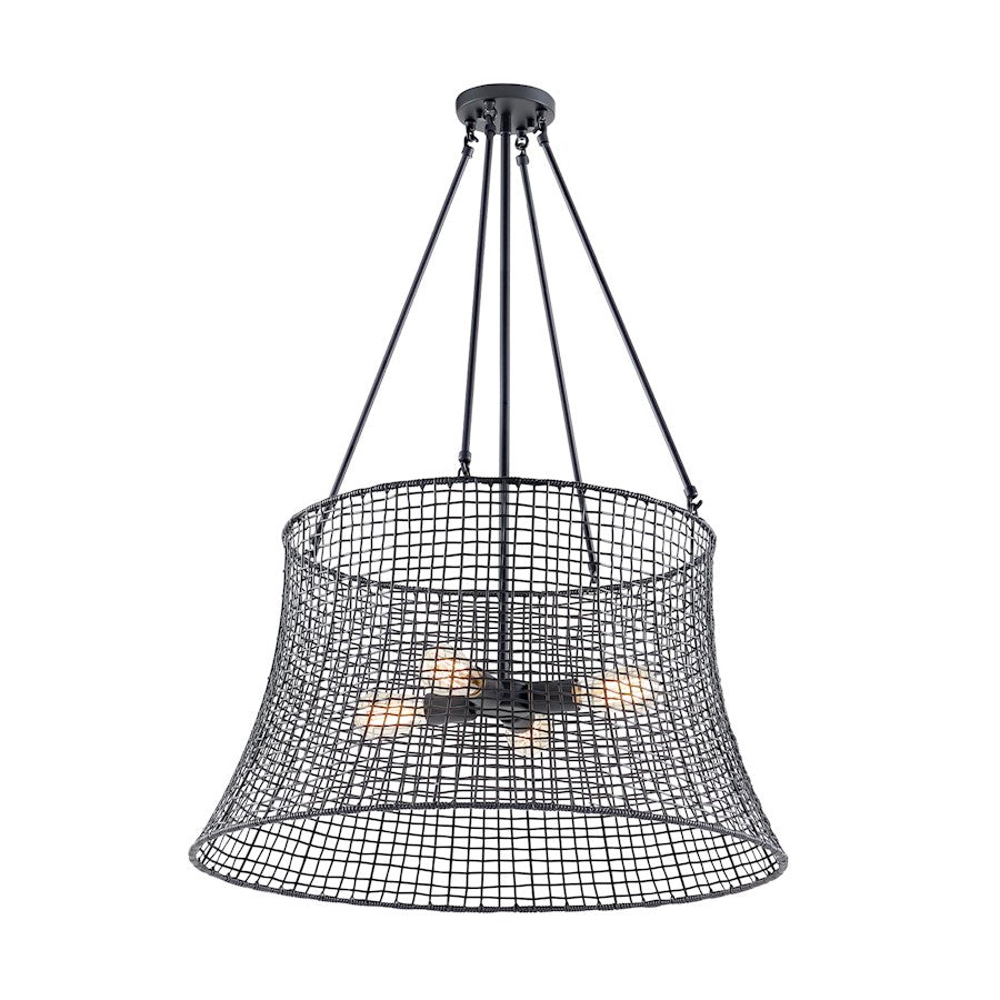 4-Light Outdoor Chandelier, Matte Black