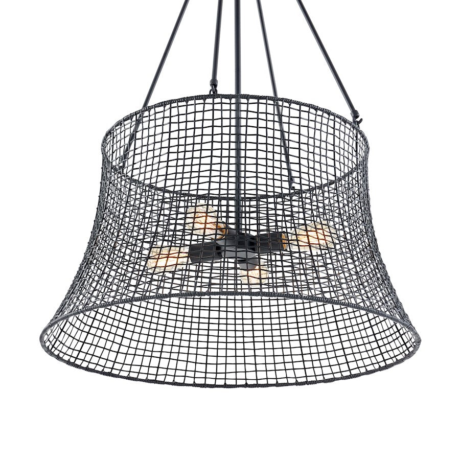 4-Light Outdoor Chandelier, Matte Black