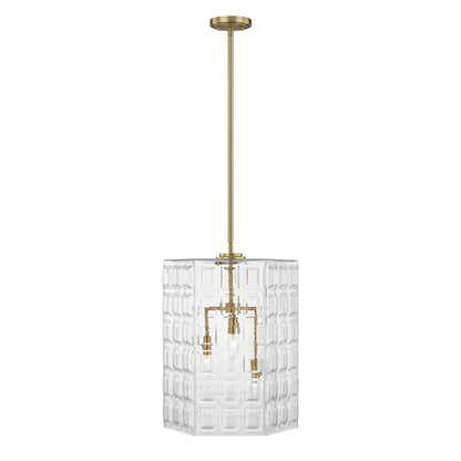 Savoy House Reddick 3 Lt Pendant, Clear, Warm Brass