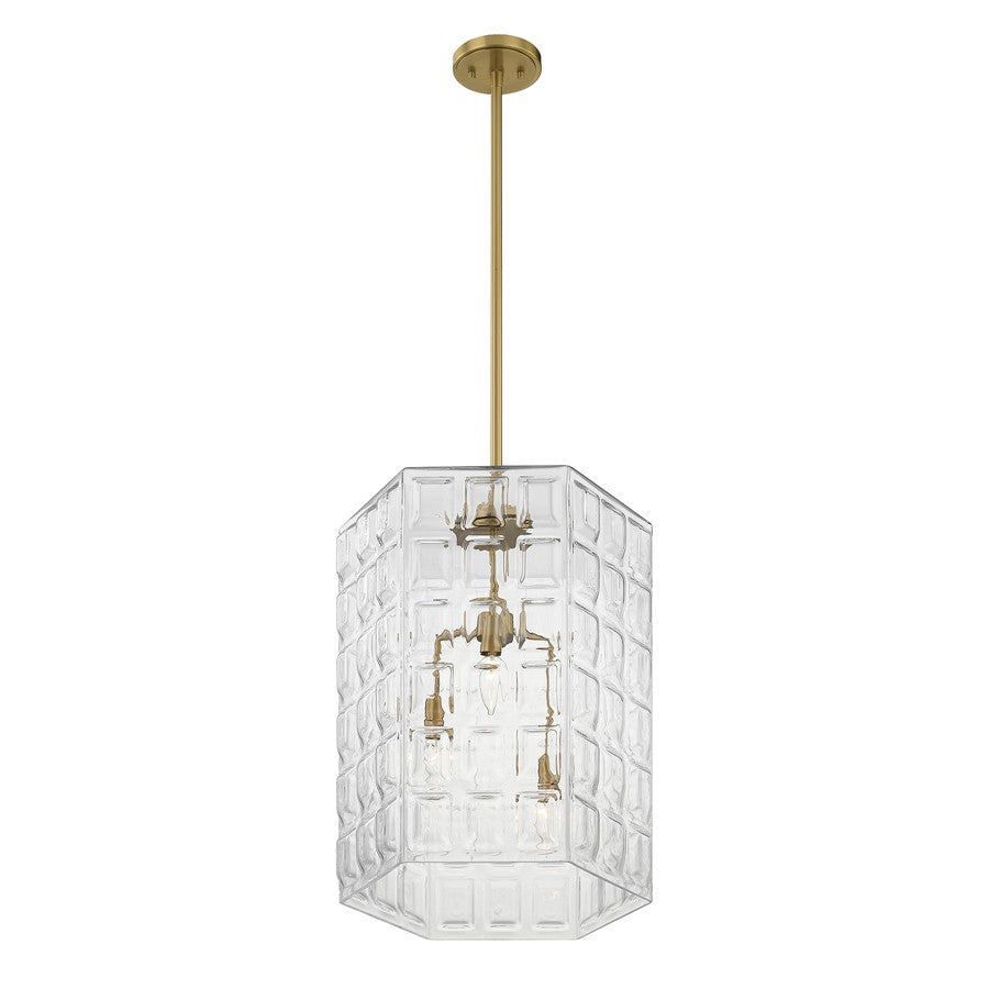 Savoy House Reddick 3 Lt Pendant, Clear, Warm Brass
