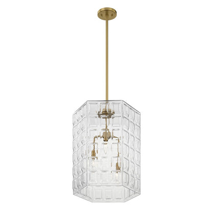 Savoy House Reddick 3 Lt Pendant, Clear, Warm Brass