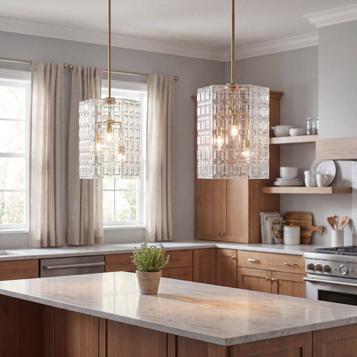 Savoy House Reddick 3 Lt Pendant, Clear, Warm Brass