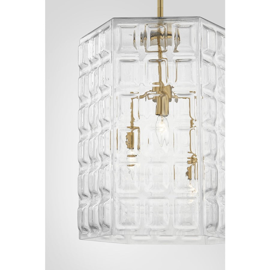 Savoy House Reddick 3 Lt Pendant, Clear, Warm Brass